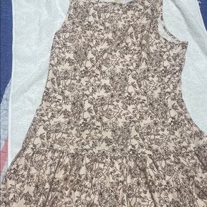 SHEIN Cream and Brown Floral High Low Dress